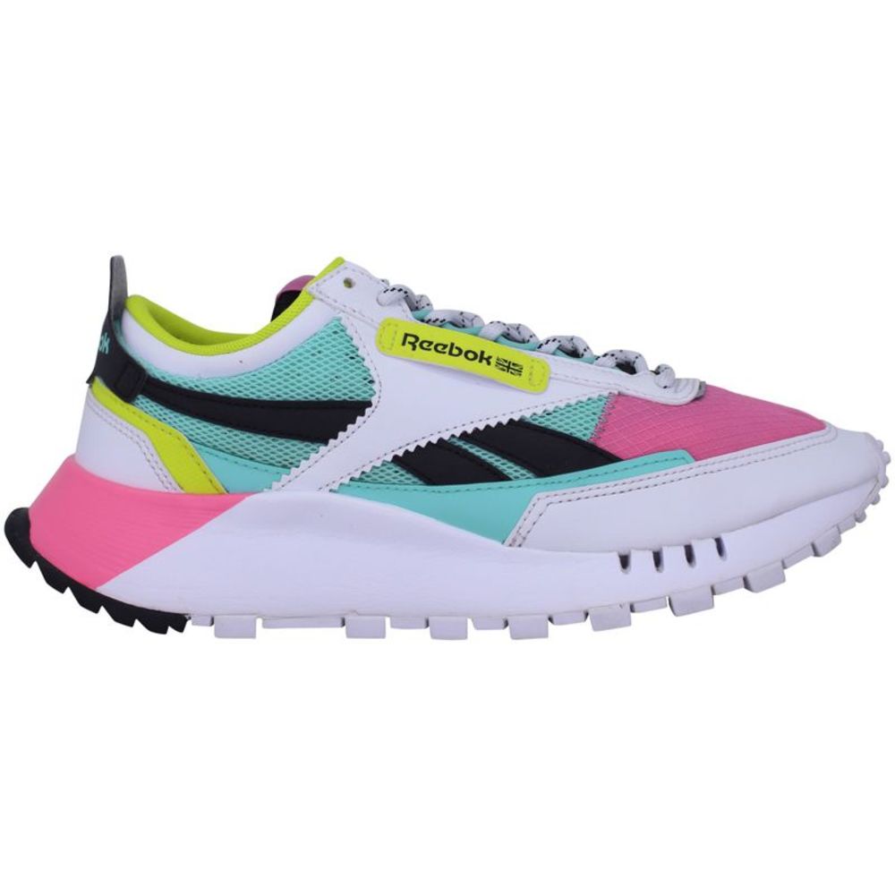 Reebok Women’s Retro Runner Sneakers in White, Pink, Teal, Neon Yellow & Black